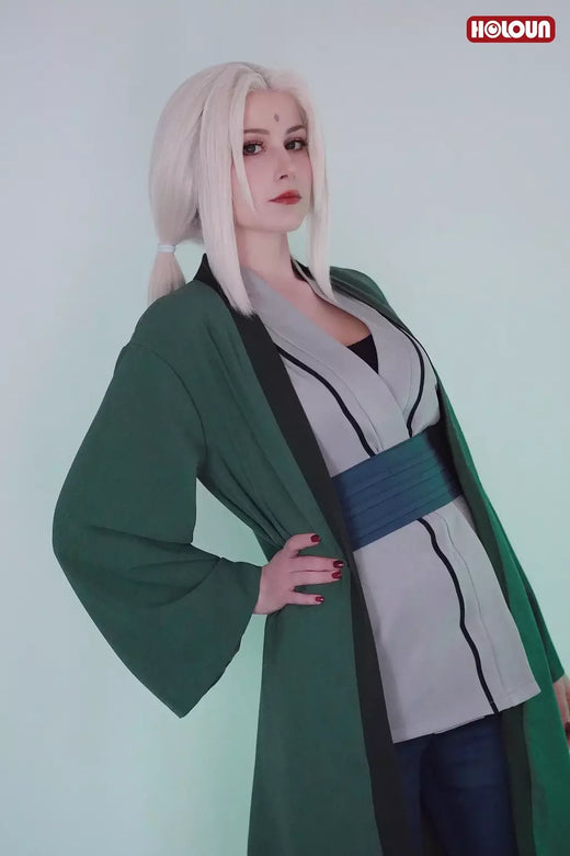 HOLOUN Anime Tsunade Cosplay Bordado Haori Top Calças Cinto Halloween Presente de Natal Cos Convention