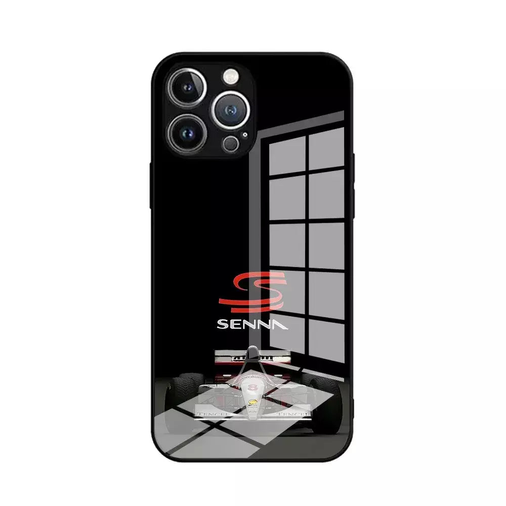 Ayrton Senna F1 Capa de telefone para iPhone 16 16e 15 14 13 12 Mini 11 Pro XS Max XR X SE 2022 8 7 Plus Moldura de silicone macio de vidro