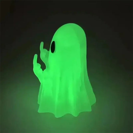 Estátua de resina fantasma fofa, estatueta de dedo médio, decoração assustadora de halloween para prateleira, lareira, mesa de café, ornamento de festa em casa