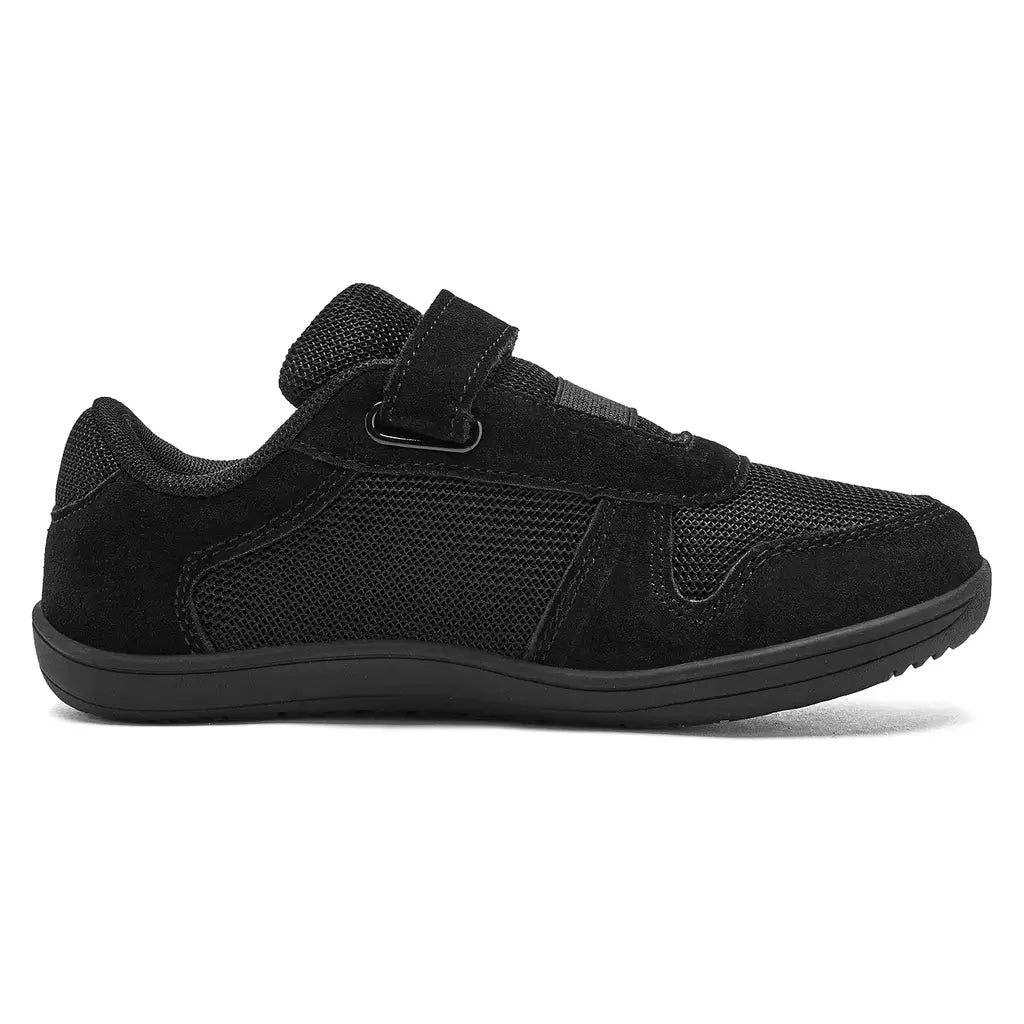 Hobibear crianças dedo do pé largo sapatos descalços pouco/grande/criança gancho loop minimalista tênis malha de couro artificial sapatos leves