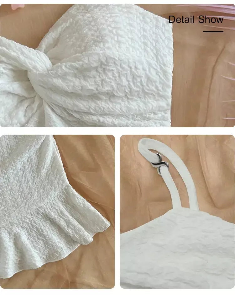Vestidos mulher verão casual sólido sexy vestido branco babado sem mangas querida pescoço mini cami vestidos para mulher tamanho grande