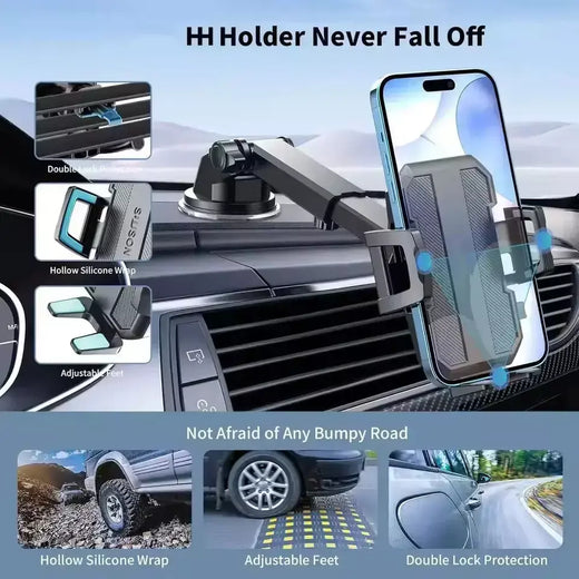 Suporte de telefone para carro 3 em 1, suporte de sucção poderosa para painel de carro, ventilação de ar, para-brisa para todos os telefones iPhone Android