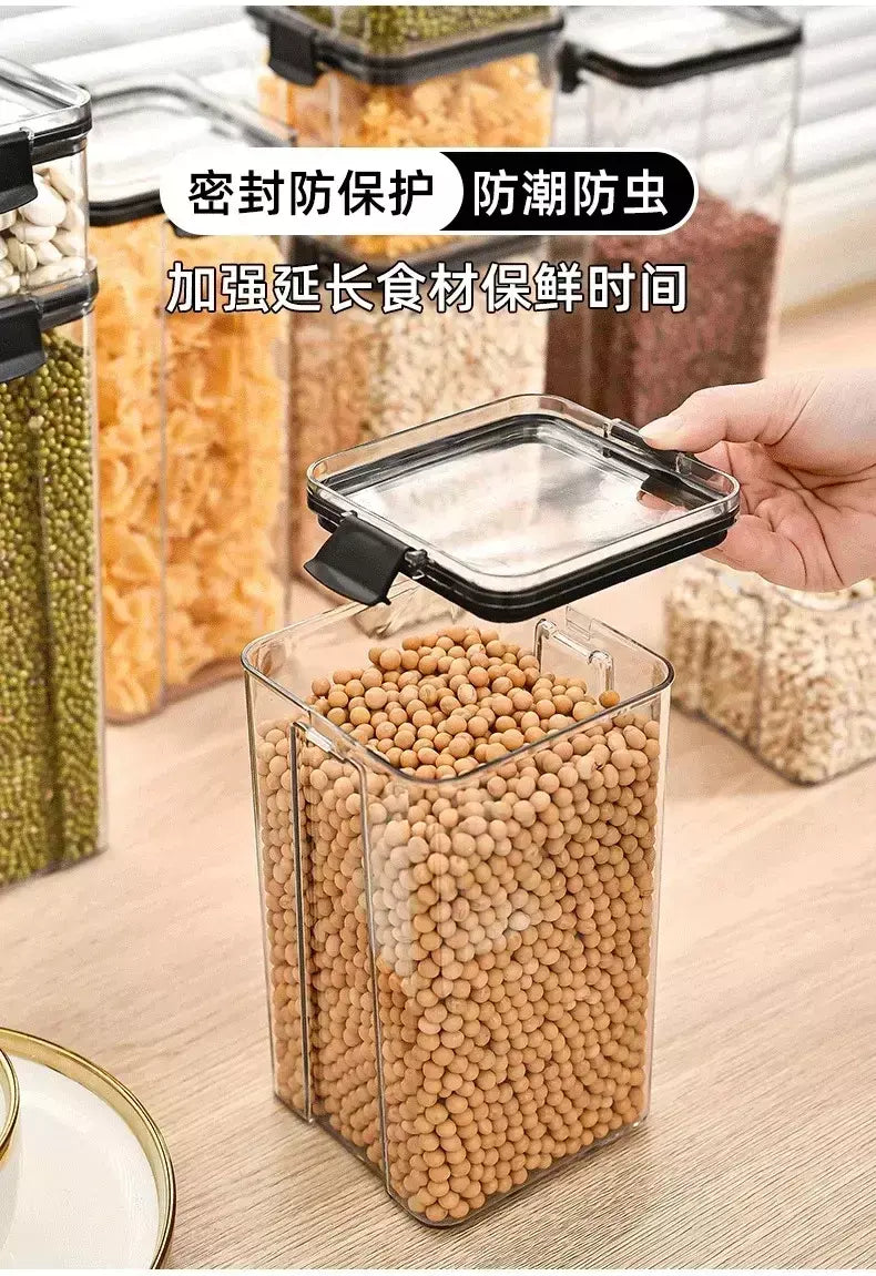 Conjuntos de cozinha empilháveis selados, 460-1800ml, caixa de plástico para armazenamento de alimentos, garrafa multigrãos, frutas secas, chá, recipientes de armazenamento
