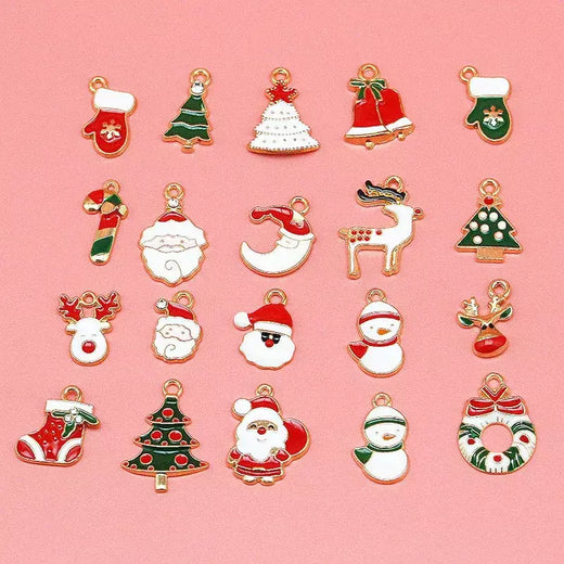 (20 unidades/pacote) pingentes de metal mistos mini decoração de natal artesanato semi-acabado elementos de árvore de natal pendurado diy