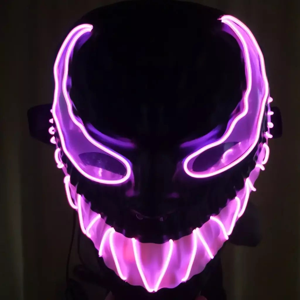 Design de super-herói luminoso led neon cosplay veneno filme máscara halloween horror brilhante masquerade carnaval festa traje decoratio