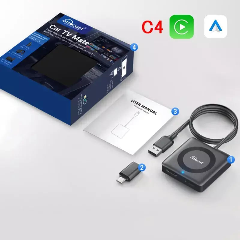 Otocast carro tv mate com fio para adaptador carplay sem fio android auto hdmi multimídia conversor de vídeo para tv varas caixa de jogo telefone