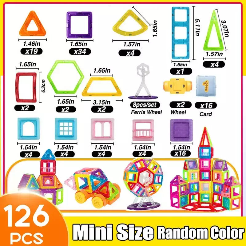 64-184 pçs crianças blocos de construção magnéticos mini tamanho brinquedos magnéticos para meninos conjunto de construção brinquedo haste para crianças meninas
