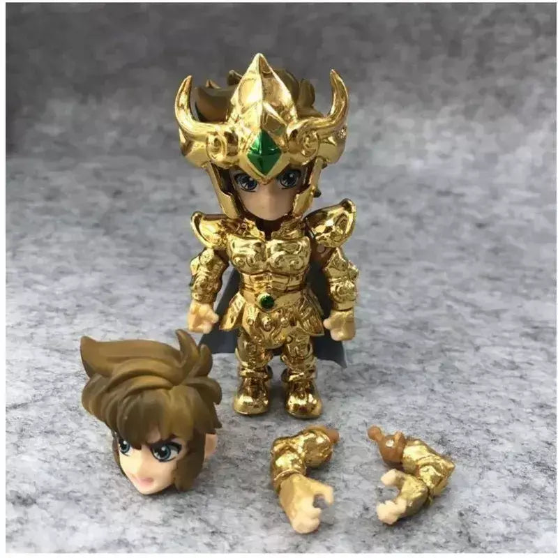 Em estoque versão q de saint seiya figura dos desenhos animados leo sagitário virgo articulações são modelo móvel ornamentos brinquedo presente de natal