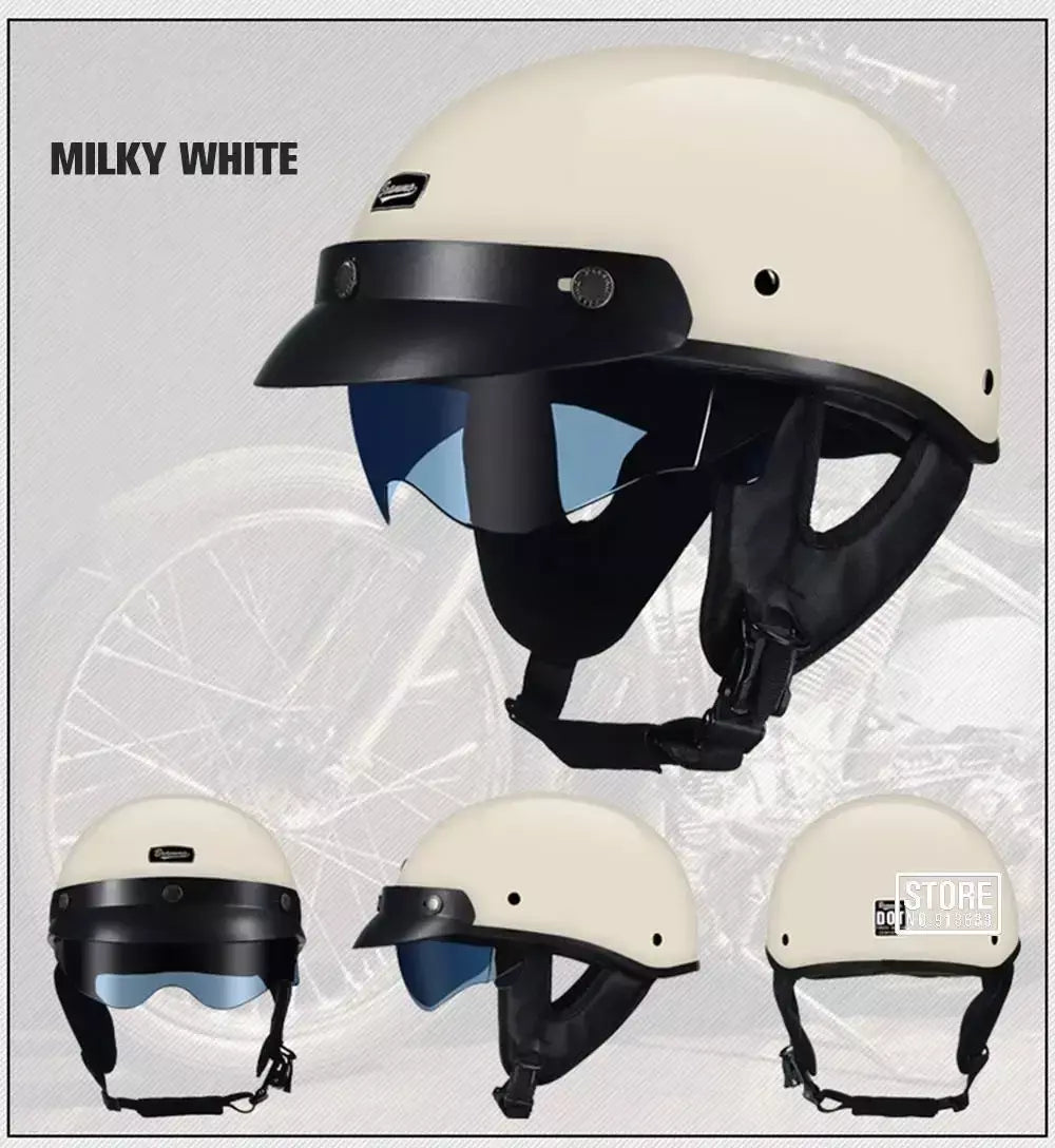 Retro capacete da motocicleta dot certificação moto capacete das mulheres dos homens meio capacete lente hd casco quatro estações equitação scooter capacetes