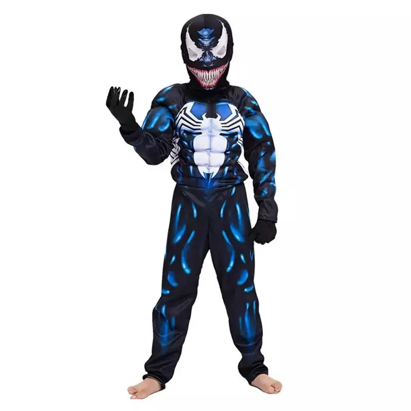 Fantasia de super-herói infantil, meninos e meninas, macacão muscular com máscara de halloween, dramatização, festa, cosplay, roupa para férias