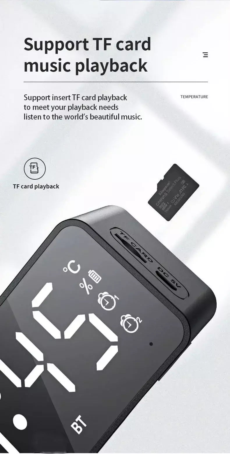 G50 alto-falante sem fio bluetooth com mini cartão fm espelho despertador tenda de áudio recebendo invite de voz k