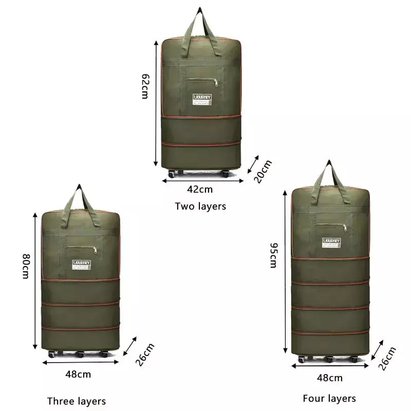 Bolsa de viagem dobrável, compartimento de bagagem, caixa de armazenamento de roda giratória, bolsa de bagagem telescópica de grande capacidade, bolsa noturna