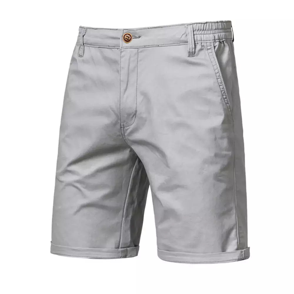 Calça curta de cintura elástica masculina, 100% algodão, monocromática, casual, de negócios, social, alta qualidade, nova, verão 2022