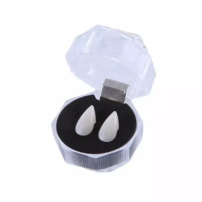 Dentes de vampiro presas dentaduras adereços traje de halloween adereços dentes falsos cola sólida adesivo dentadura decoração de festa de halloween