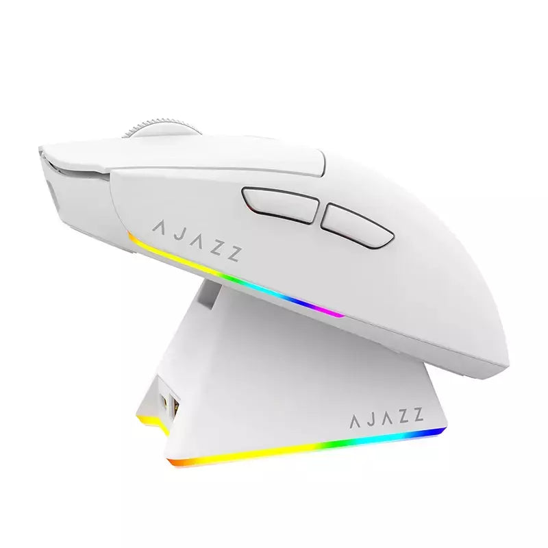 AJ139-V2-MC Tri-mode com fio/2.4GHz/BT Mouse para jogos sem fio com doca PAW3311 Chipset para jogos 12000DPI máx.