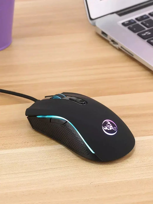 Escolha popular HXSJ A869 óptico ergonômico RGB ABS ajuste de resolução de 4 níveis mouse para jogos com fio para laptop e PC