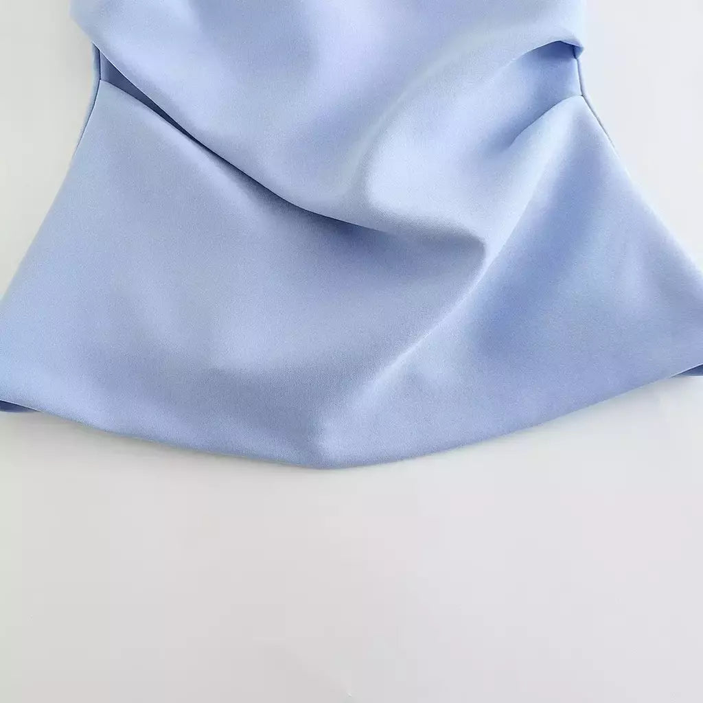 TRAF-Blusa sem mangas sem alças para mulheres, tops femininos, zíper traseiro, roupas de rua, tanque chique, moda verão, nova