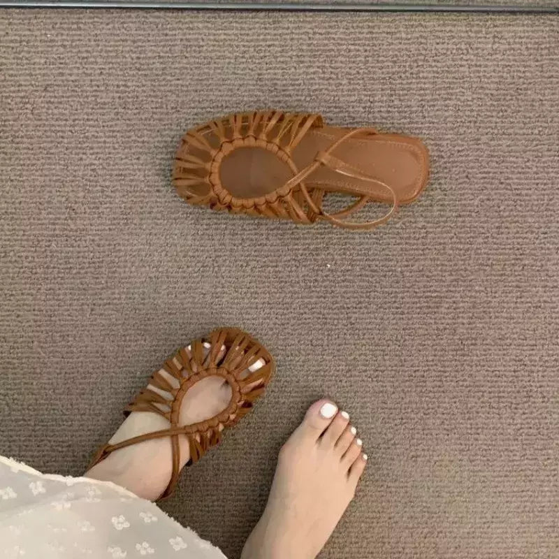 Sapatos de toe quadrado slip-on para mulheres, Slingback Flats, sólidos, planos, saltos baixos, diário, moda, feminino, 2024