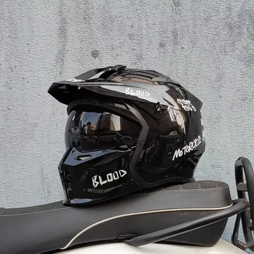 Orz capacete da motocicleta vintage casque moto preto guerreiro combinação capacete completo meio capacete de cruzeiro cascos motorcross