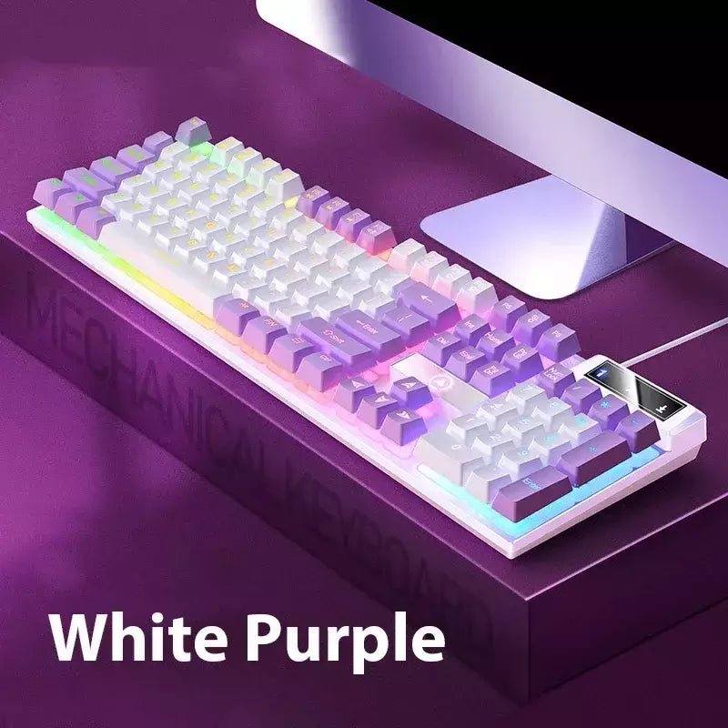 K500 teclado para jogos com fio sensação mecânica laptop desktops pc computador acessórios de escritório 104 teclas teclados com luz de fundo rgb