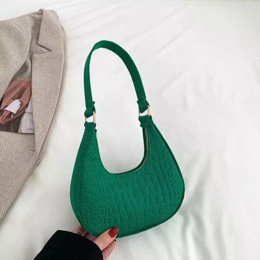 Retro Pure Felt Handbag para mulheres, bolsa de axilas, bolsa de ombro, cor sólida, bolinhos, design simples, moda lazer
