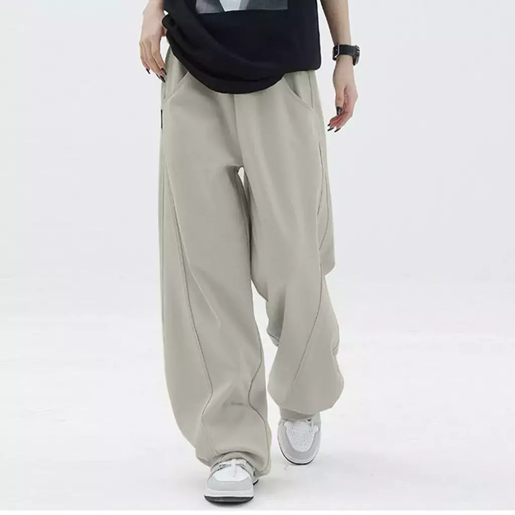 Calça esportiva de perna larga feminina, bolsos elásticos, tubo reto, calça sanitária solta, casual, na moda, nova, S-2XL, 2024