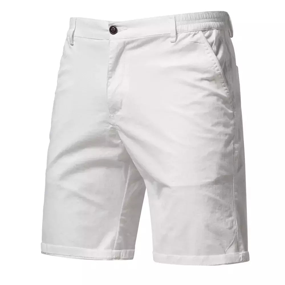 Calça curta de cintura elástica masculina, 100% algodão, monocromática, casual, de negócios, social, alta qualidade, nova, verão 2022