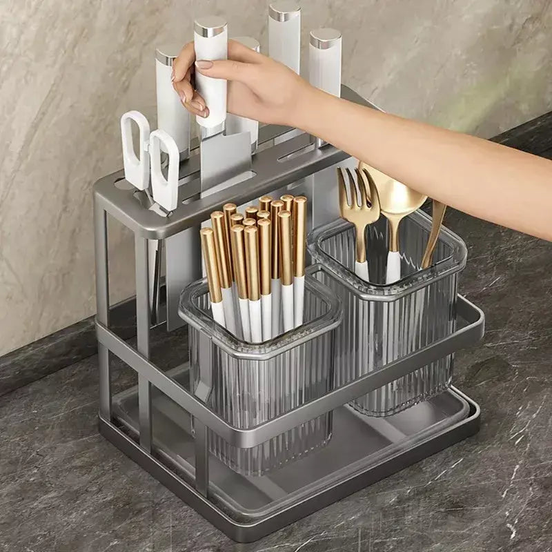 Novo fixado na parede talheres de cozinha faca colher garfo pauzinho drenagem rack escorredor utensílio cozinha armazenamento perfuração livre