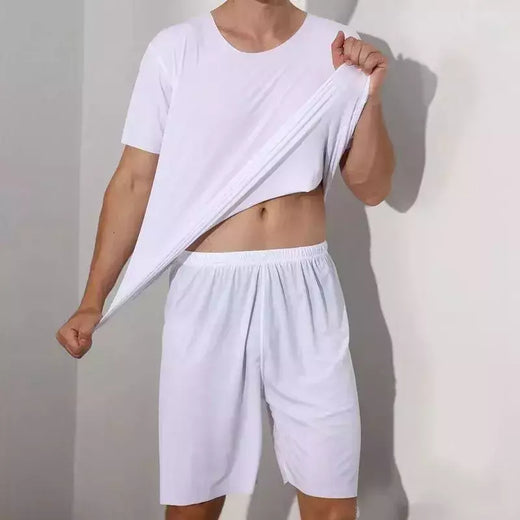 Pijama solto masculino de manga curta, roupa caseira, camiseta, shorts esportivos e de lazer, terno tamanho grande, 4x menino, 2 peças por conjunto