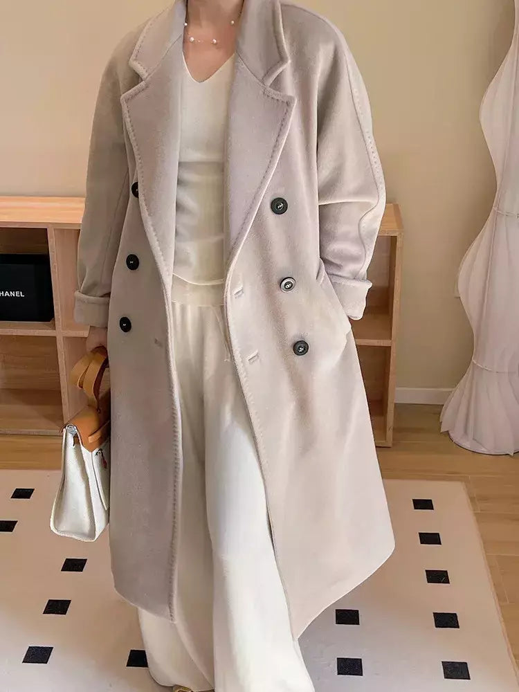 Casaco de Cashmere Camel Classic, casaco de lã de comprimento médio, novo, 101801, outono e inverno