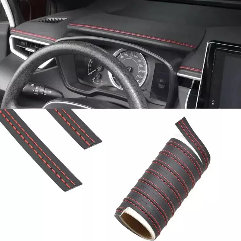 Tiras de couro PU Woven Trim, Adesivos de proteção do carro para porta e painel, Moldagem auto-adesiva, Tiras interiores DIY