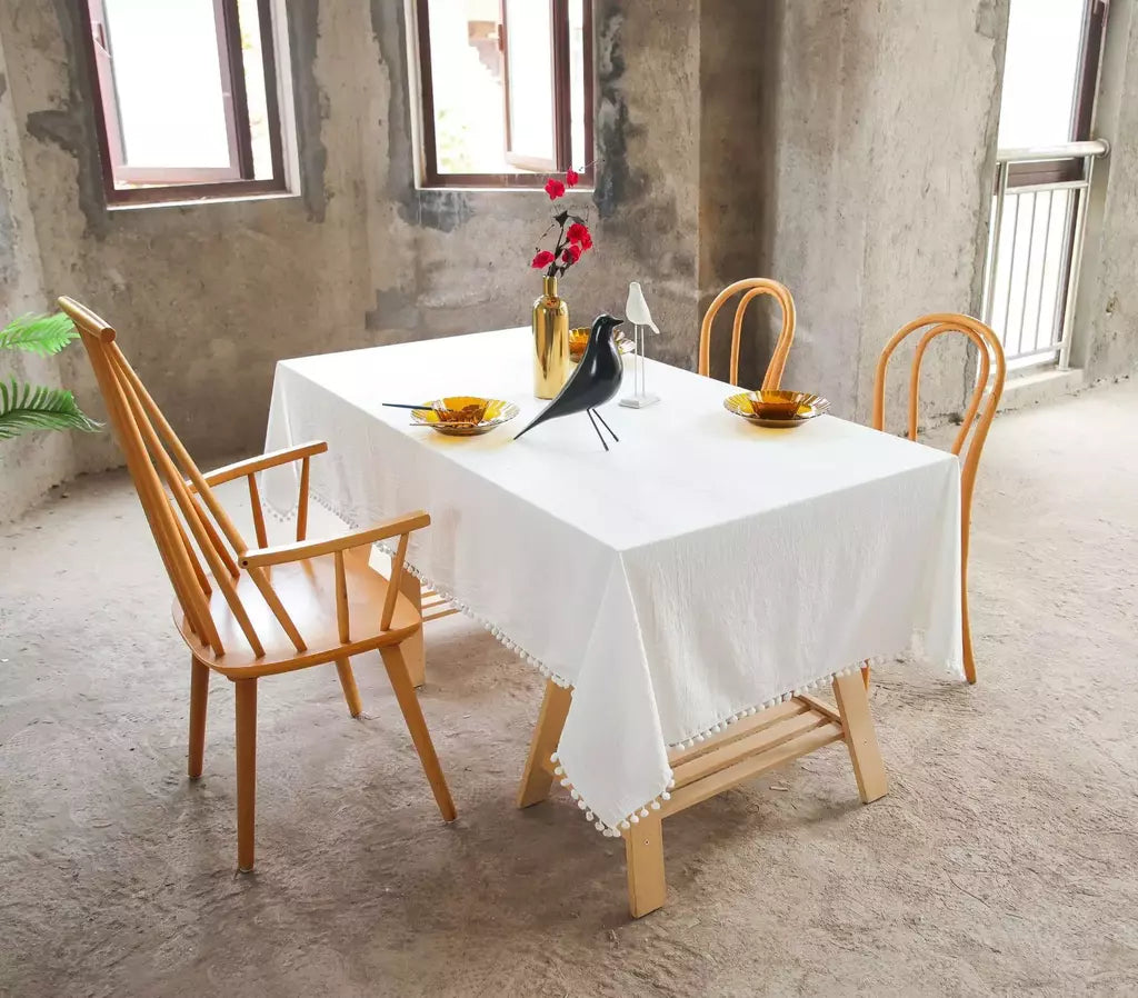 Toalha De Mesa De Mesa De Café De Algodão Retangular, Cobertura De Mesa Branca, Sala De Estar, Decoração De Casa, Pano, Casamento, Decoração De Natal