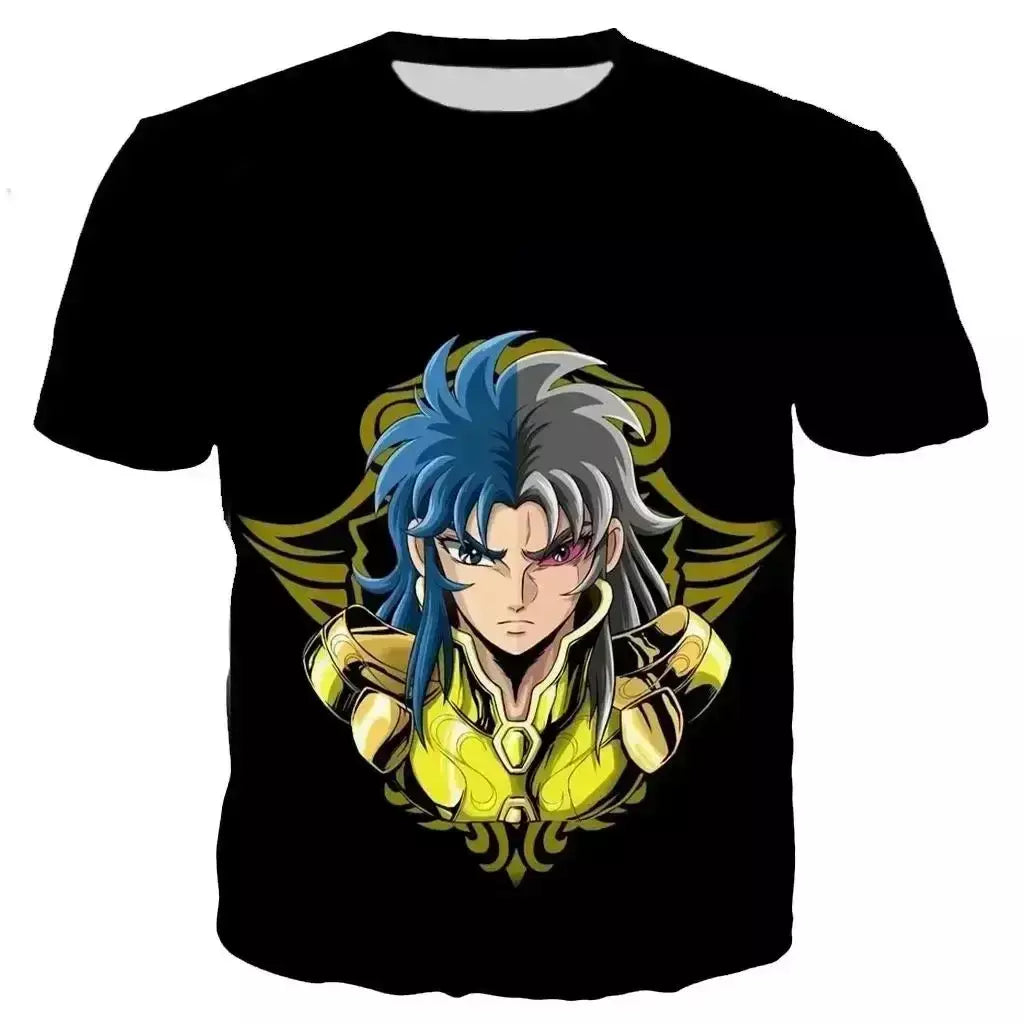 Saint seiya t camisa masculina moda camisetas crianças hip hop topos camisetas anime impressão 3d camiseta masculina de verão gráfico topos meninos t