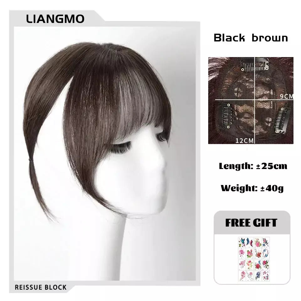 Lm fino 3d ar franja de cabelo em linha reta puro franja clipe em extensões de cabelo topper franja 3d invisível sem costura cabeça peruca de cabelo