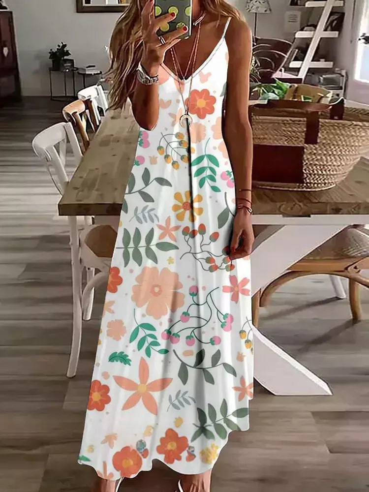 Vestido de cabeçada com estampa floral elegante feminino, casual roupas de praia, plus size, férias, Havaí, novo, 2024