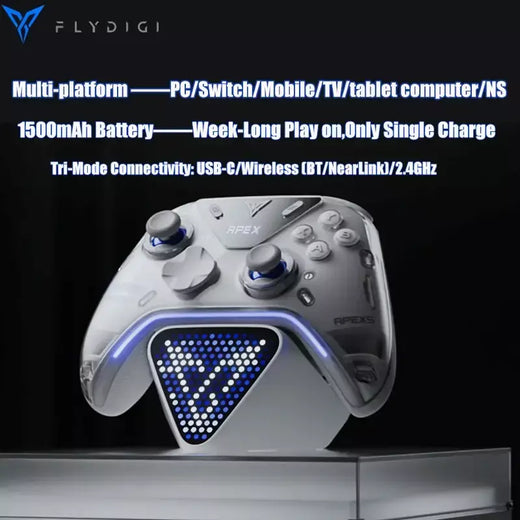 Flydigi apex 5 controlador gamepad sem fio gamepad para pc/switch/telefone/tv/tablet computador, doca de carregamento com tela rgb legal