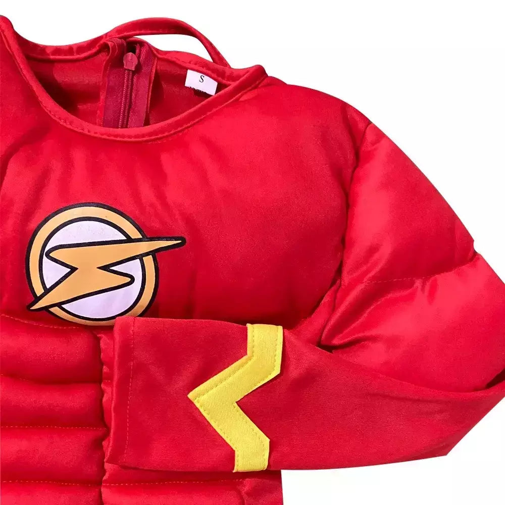 Halloween conjunto de super-heróis flash músculo fantasia vestido unisex fantasia carnaval festa cosplay trajes fantasia vestido chapelaria máscara conjuntos