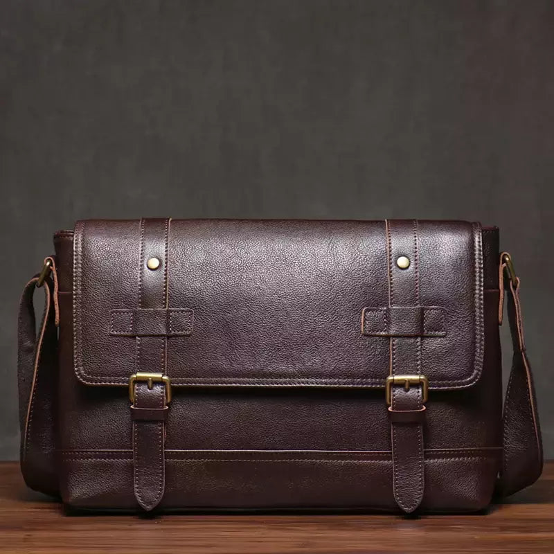 ROOG-Maleta de couro genuíno, bolsa mensageiro de luxo masculina, estilingue de ombro vintage, tiracolo para iPad 12.9 ", alta qualidade