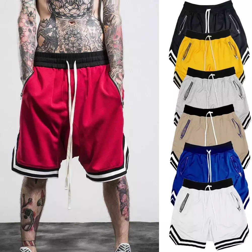 Calções de basquete de malha respirável masculino, corredores de ginástica, calças curtas esportivas masculinas, scanties casuais, verão