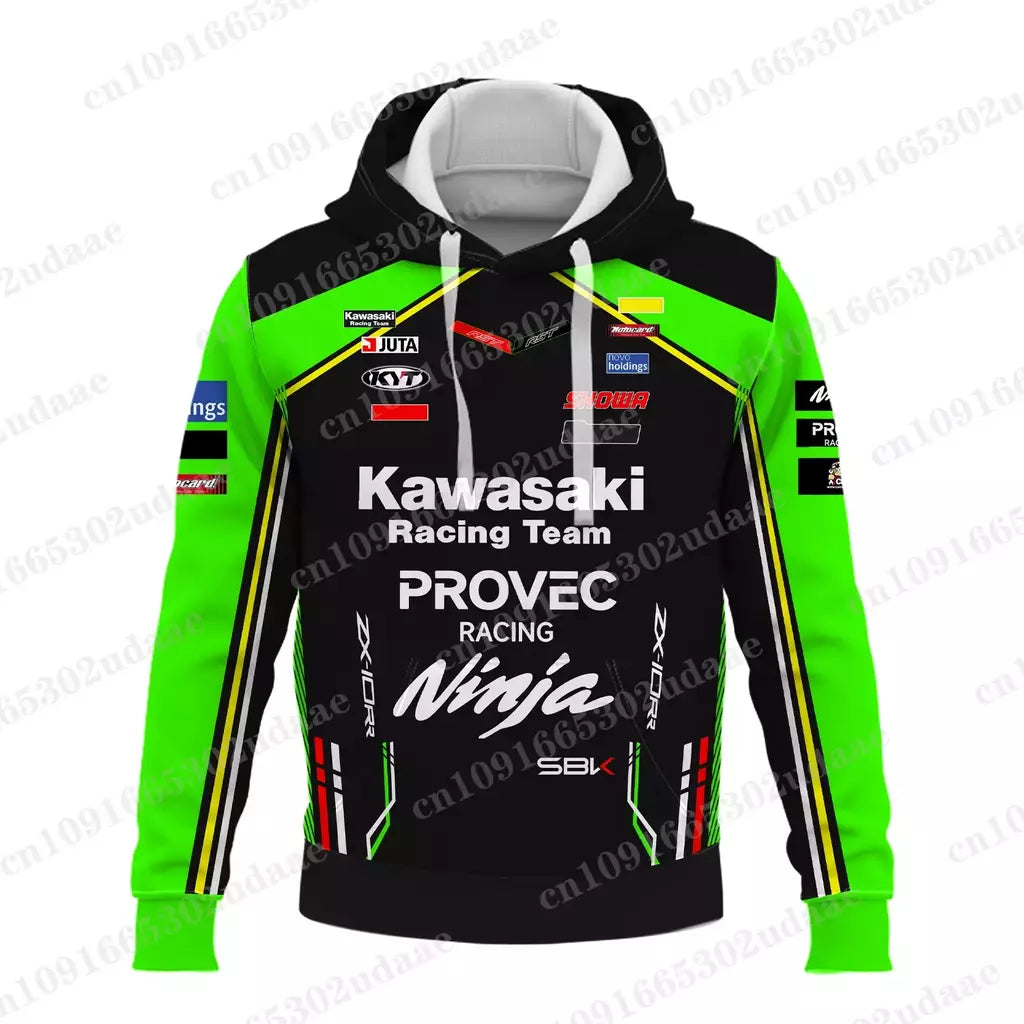 Moletons com capuz masculino e feminino, Forças de Corrida Kawasaki, Esportes Radicais, Nova Edição, 2024