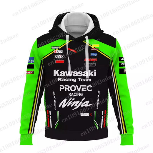 Moletons com capuz masculino e feminino, Forças de Corrida Kawasaki, Esportes Radicais, Nova Edição, 2024