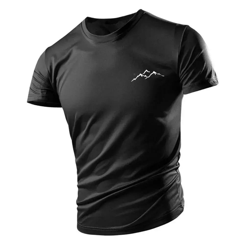 Camiseta casual com gola redonda masculina, manga curta solta, confortável, top de secagem rápida, estilo esportivo ao ar livre, moda quatro estações