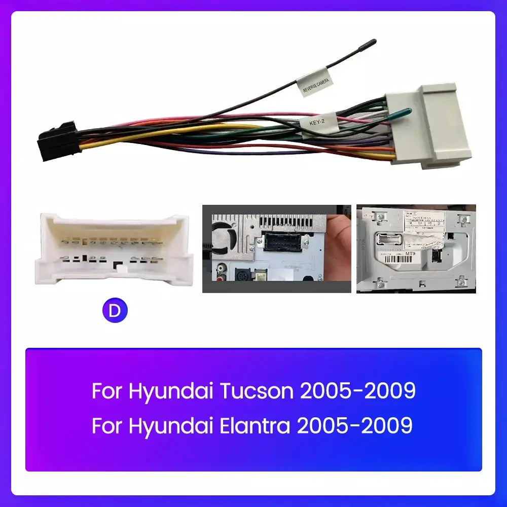 Cabo de alimentação para hyundai kia android rádio do carro estéreo áudio mp5 player gps central automotivo multimídia player acessórios
