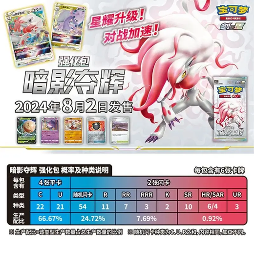 1 bag6pcs Original Shadow of The Storm 7.5 Pacote de aprimoramento Pokémon Jogo de cartas colecionáveis PTCG Chinês simplificado