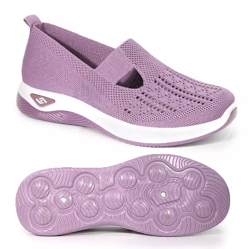 Tênis feminino respirável sapatos casuais verão sola macia sapatos ortopédicos leve deslizamento em sapato de caminhada antiderrapante sapatos planos