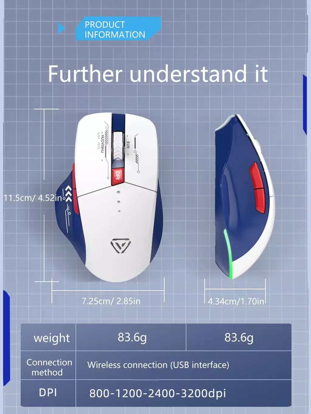 Mouse sem fio deslumbrante, bateria de longa duração, jogos de escritório de alto nível de aparência mouse recarregável universal