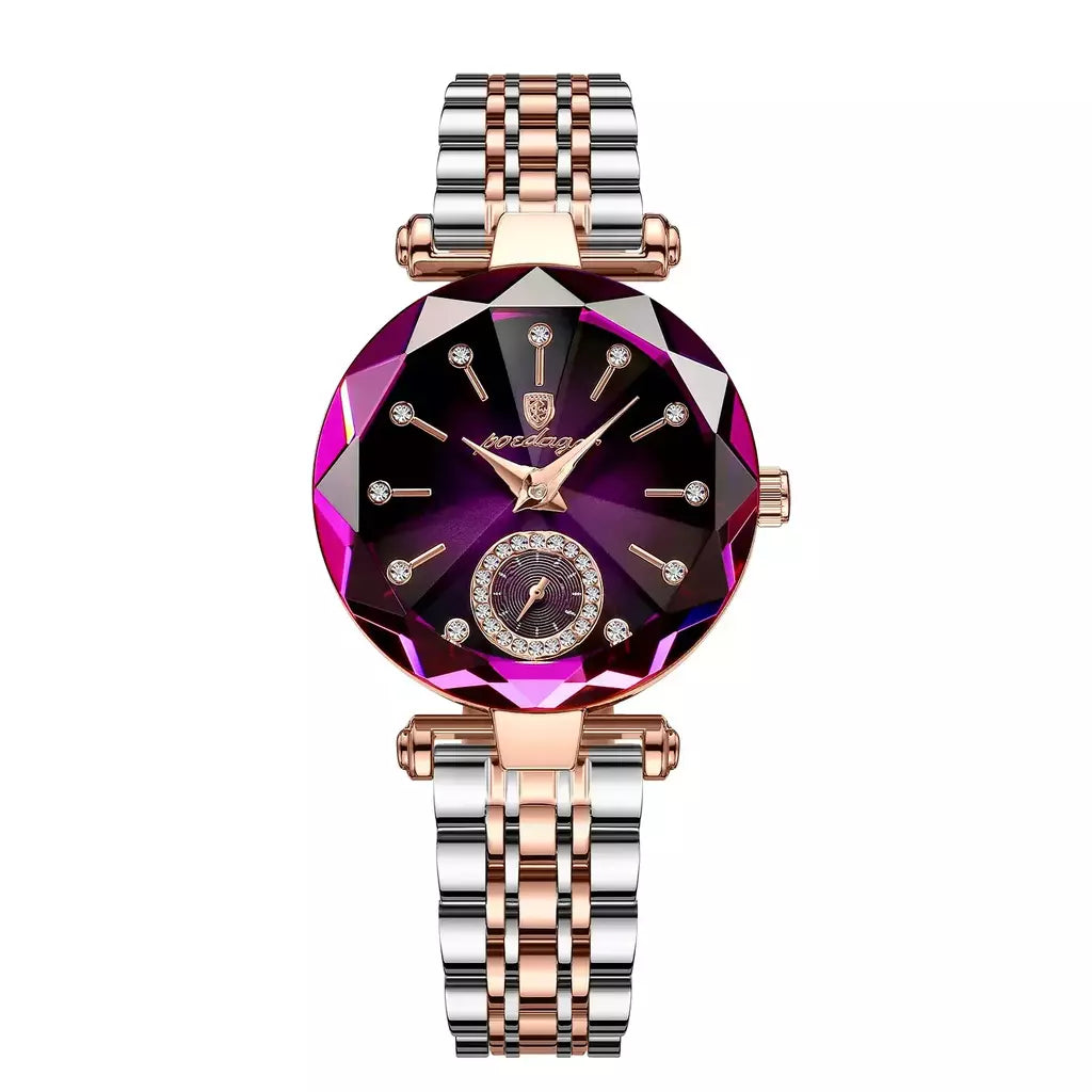 POEDAGAR-Relógio feminino impermeável em aço inoxidável, elegante relógio de pulso para senhoras, vestido luxuoso, relógios quartzo diamante