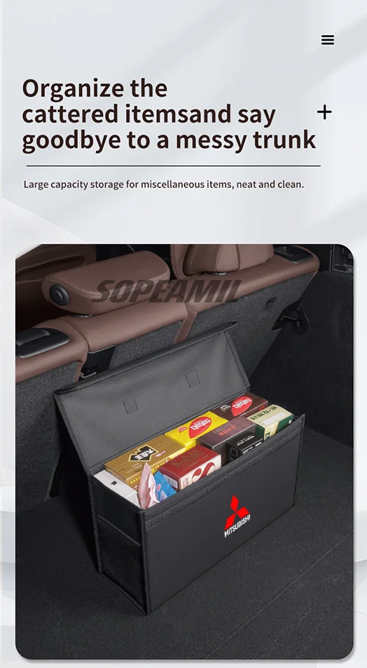 Para mitsubishi outlander pajero asx colt lancer l200 triton RalLIART caixa organizadora de porta-malas de carro caixa traseira estiva arrumação saco de armazenamento