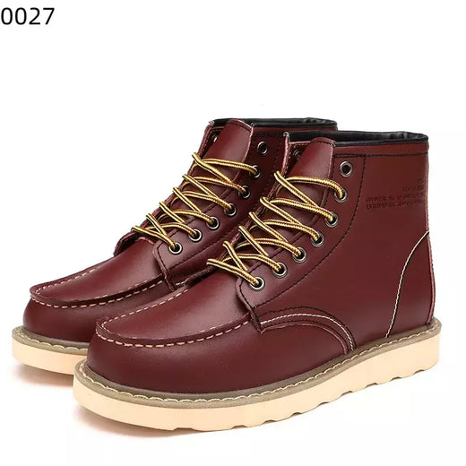 Botas de couro retrô masculina, bota alta de paraquedista, sapato curto de trabalho, estilo britânico, americano, primavera e outono