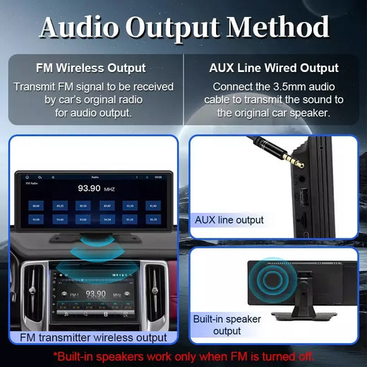 10.26 "rádio espelho do carro reprodutor de vídeo multimídia universal sem fio carplay android tela automática com bluetooth aux usb